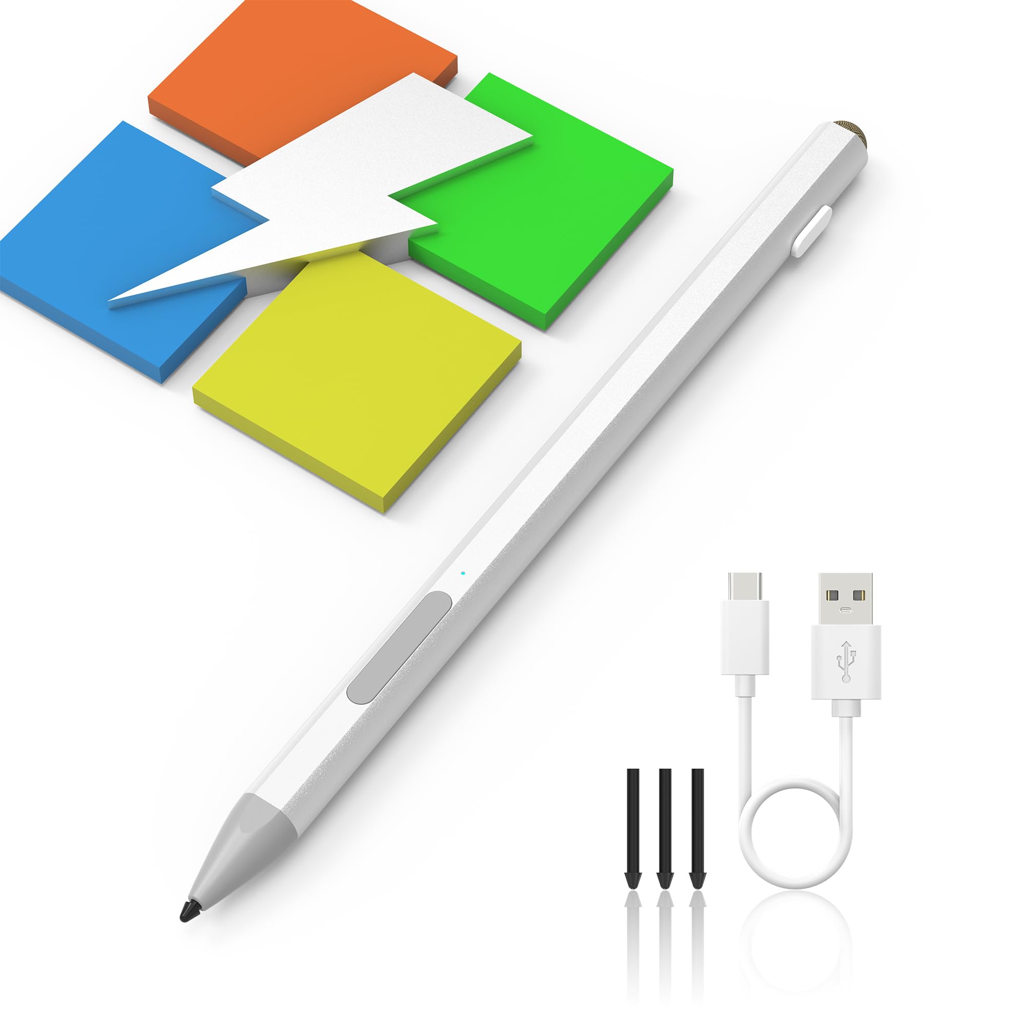 Surface Pen for Microsoft Surface Pro 11/10/9/X/8/7/6/5/4/3, Surface Go/Laptop/Studio/Book 4/3/2/1, Windows Surface Pen with 4096 Pressure, Palm Rejection, Magnetic Attachment, 3 Nib, Rechargeable