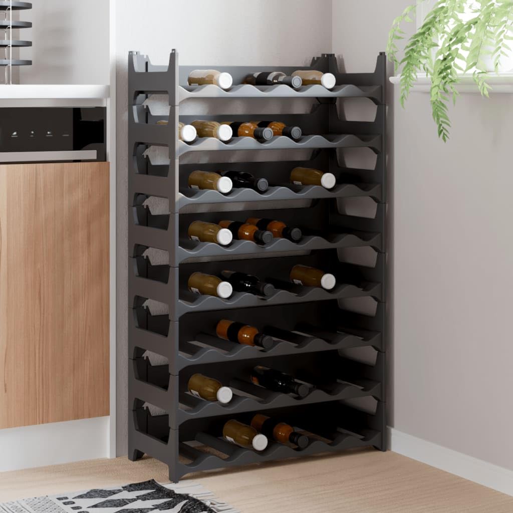 Weinregal für 48 Flaschen aus PP stapelbar, 60 x 26 x 104 cm, anthrazit, Flaschenregal für Küche, Keller, Speisekammer, Barregal und Weinschrank mit modularer Lagerung