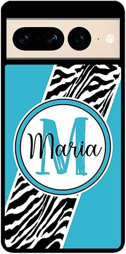 Zebra Skin Stripe Blue Teal Personalized Black Rubber Phone Case Compatible With Google Pixel 10, 10 Pro, 10 Pro XL, 9a, 9 Pro, Pixel 9, Pixel 9 Pro