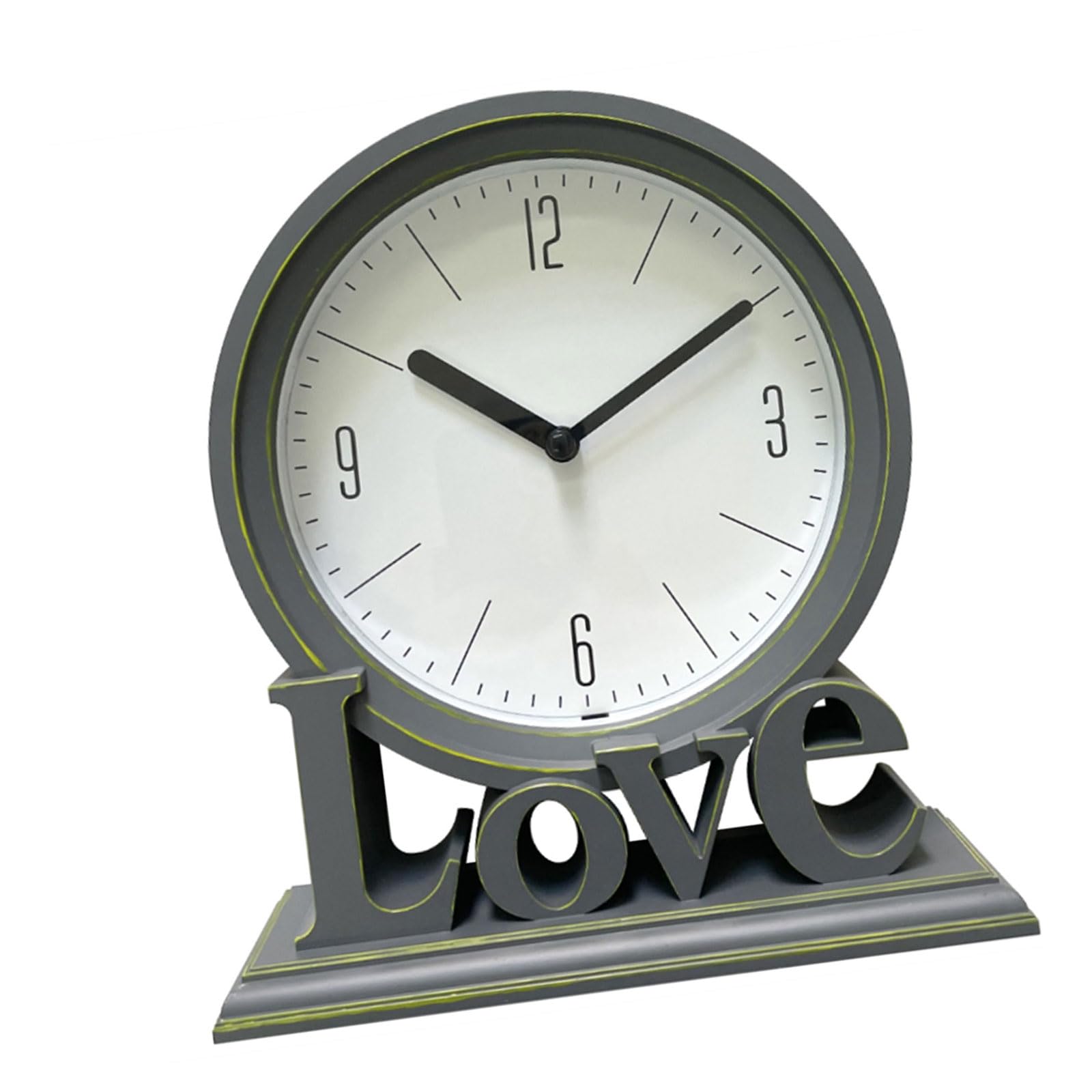 Msioytog Fashionable Love Letter Bedroom Desk Clock with Quiet Operate Battery Operated Not Ticking Bedside Table Clock Quiet Operate