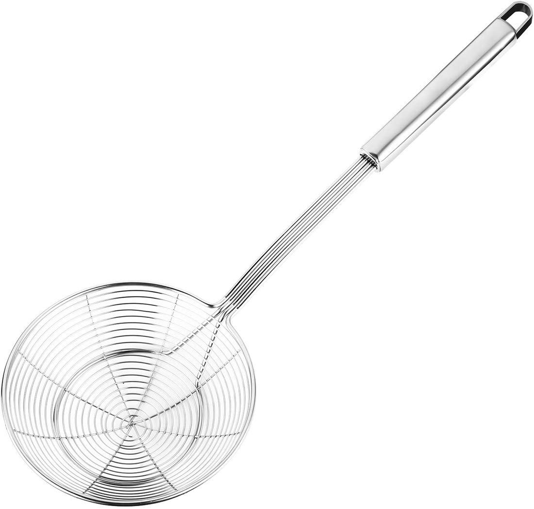 TALITARE Stainless Steel Solid Spider Strainer Skimmer Ladle (Small, 5.4in)