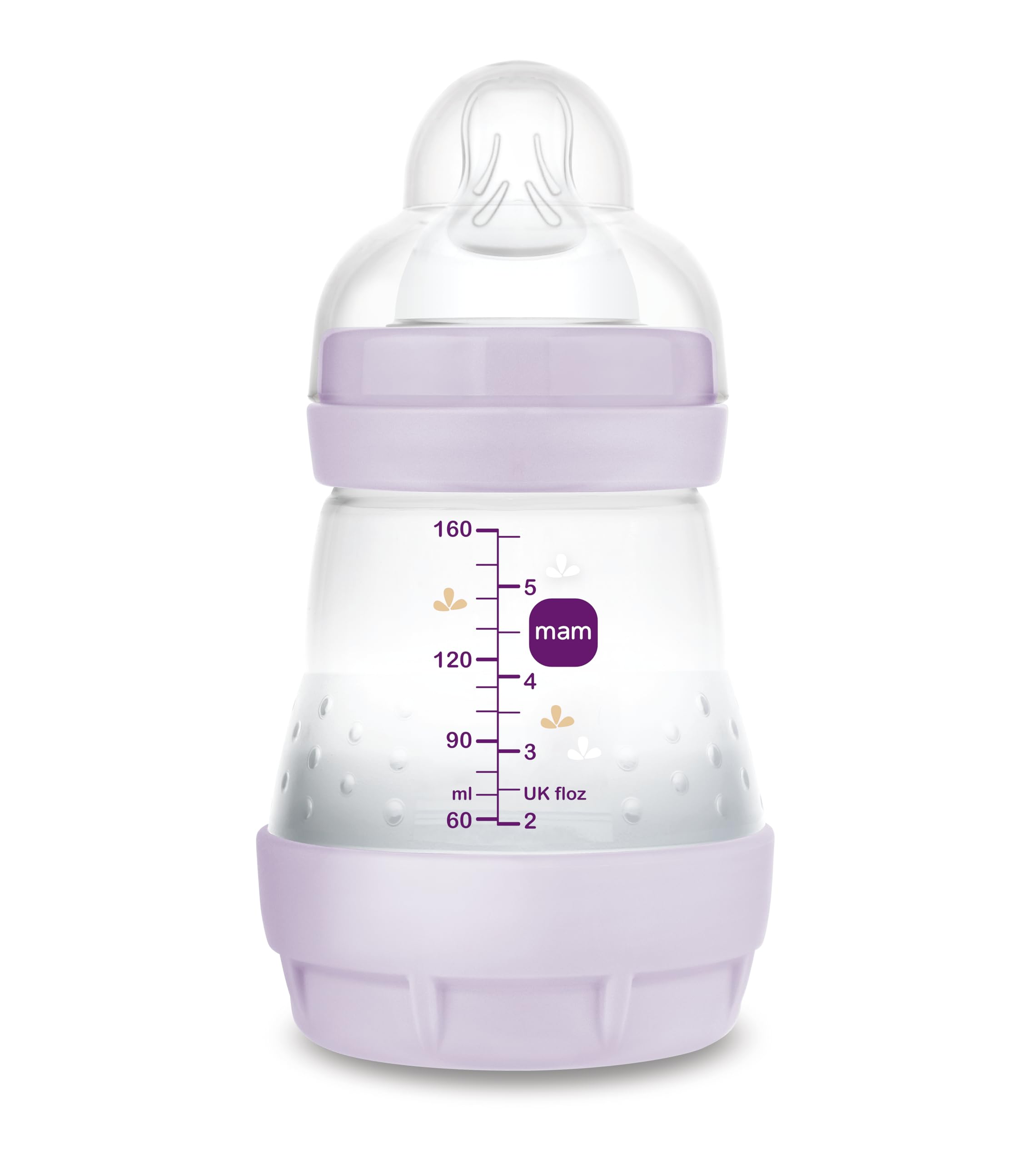 MAM Anti-Colic Bottle, Newborn, 0-2 Months, 160 ml, with 1 Slow Flow Silicone Teat Easy Acceptance