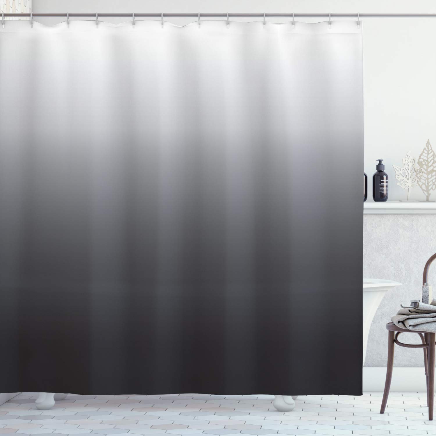 ABAKUHAUS Ombre Shower Curtain, Greyscale Tone Change Illustration with Modern Contemporary Abstract Art Influences