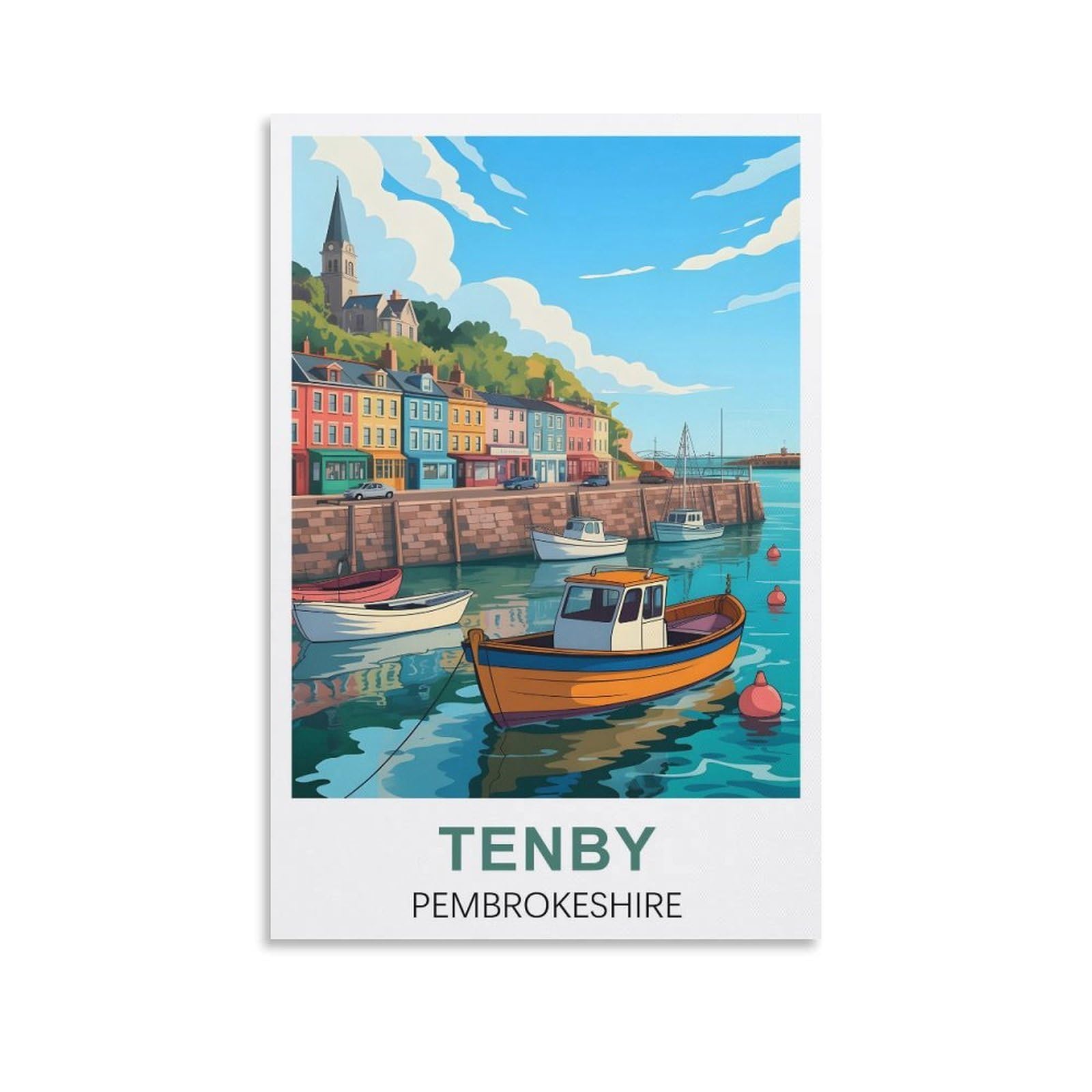 EZMLFA DIY Diamond Painting,Tenby Pembrokeshire 5D Landscape Diamond Painting Kits for Adult, Gem Art Crystal Art Kits for Adults, for Home Wall 50x60cm