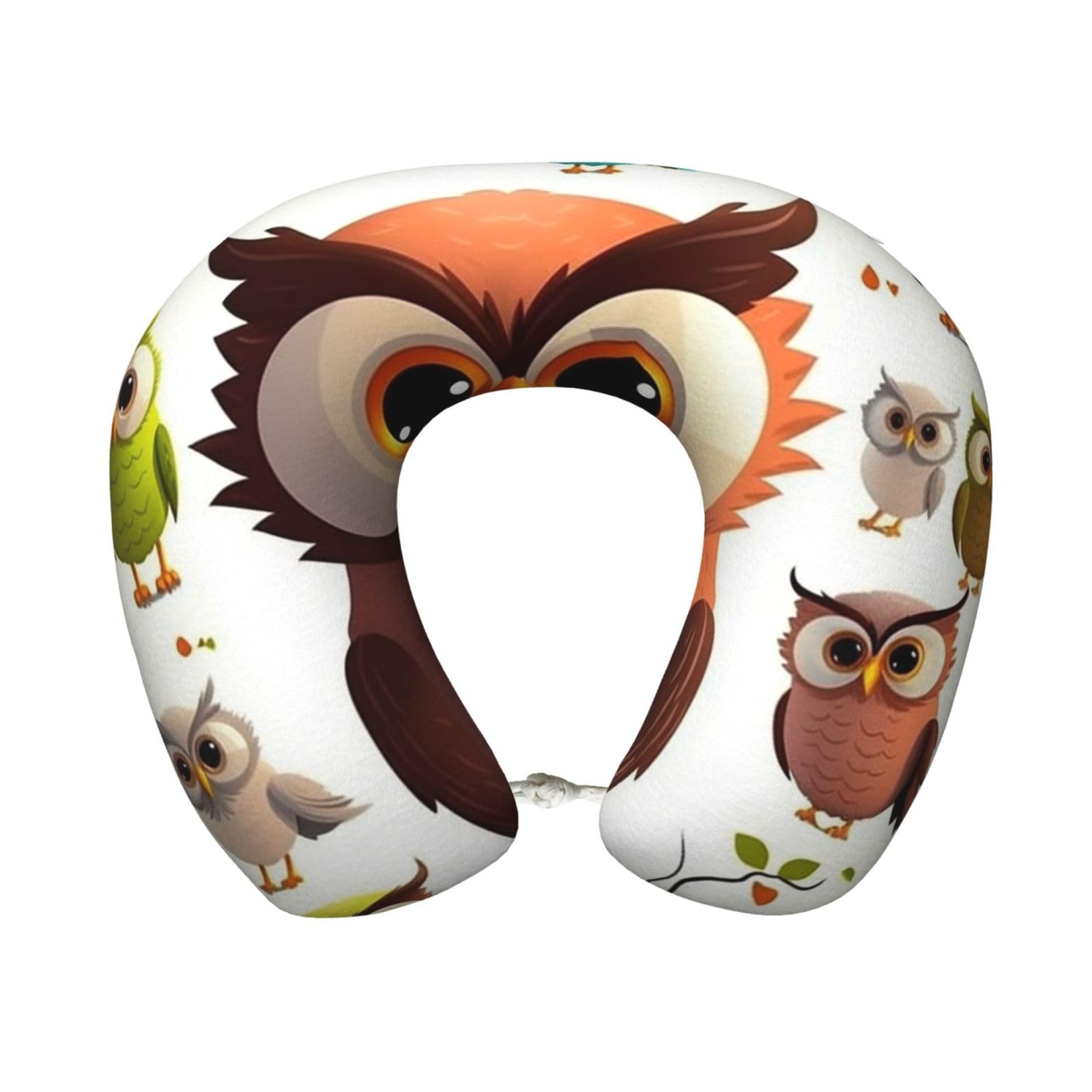 peiyeety Cartoon owl Travel Pillow Memory Foam - Comfortable U Shape Neck Pillows for Sleeping, Neck and Head Support Portable Airplane Pillow Adjustable Flight Pillow, Washable Cover