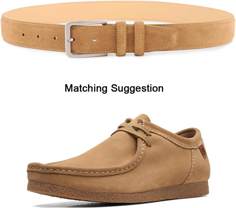 Men's Belt Casual Genuine Leather Suede Belts for Men 1 3/8" Wide Elegant Golf Dress Belt - Image 3