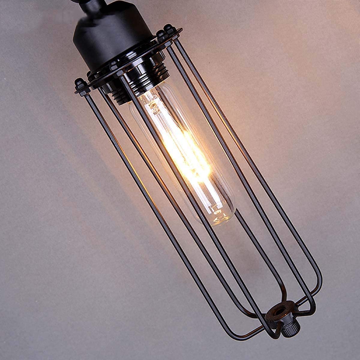 Lampa ścienna w stylu vintage, podwójna głowica żelazna aplikacja lampa na schody, balkon, korytarz - kreatywny projekt klatki dla ptaków, oświetlenie nocne w stylu amerykańskim