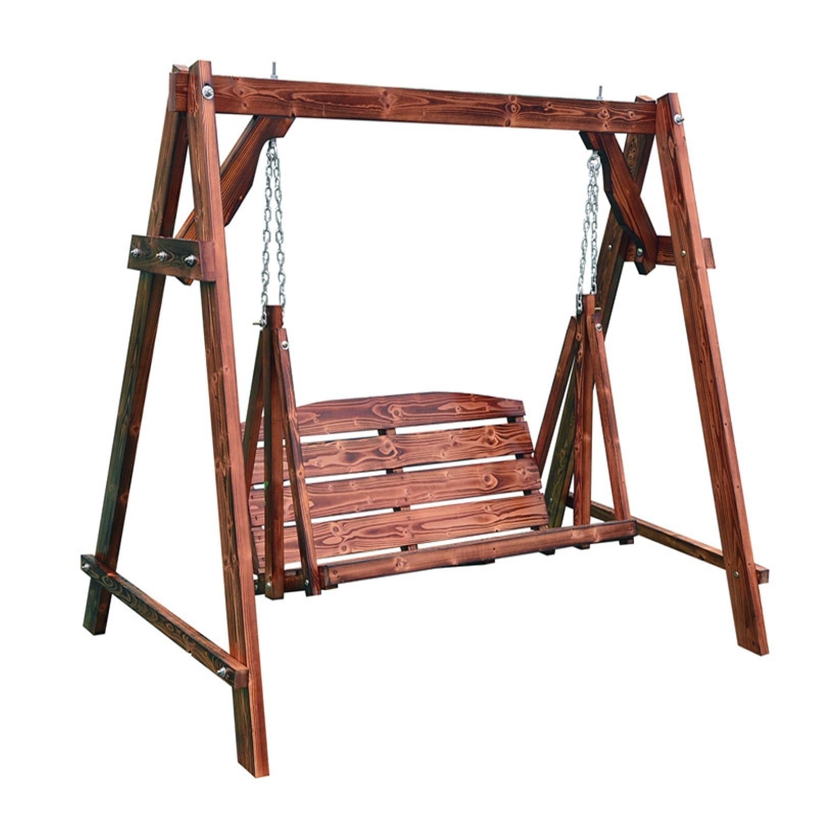 Wooden Swing Bench Swing Outdoor Cradle Chair Adult Hanging Hammock Indoor Home Courtyard Garden Balcony(95cm with frame)