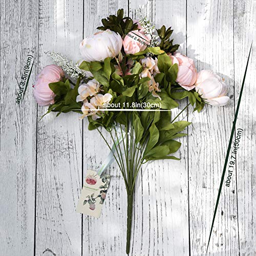 Image of FiveSeasonStuff Vintage Artificial Peonies Silk Peony Flowers and Hydrangeas for Wedding Bridal Home Decor - Beautiful Floral Centerpiece Arrangement Decoration with 2 Bouquets (Rosy Pale Pink)