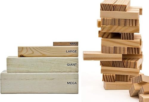 Miniatura 5 de JARU - Mini torre de caída de madera real 1 juego tamaño de viaje de 4 pulgadas de bloques de torre de madera de juguetes clásicos juegos de