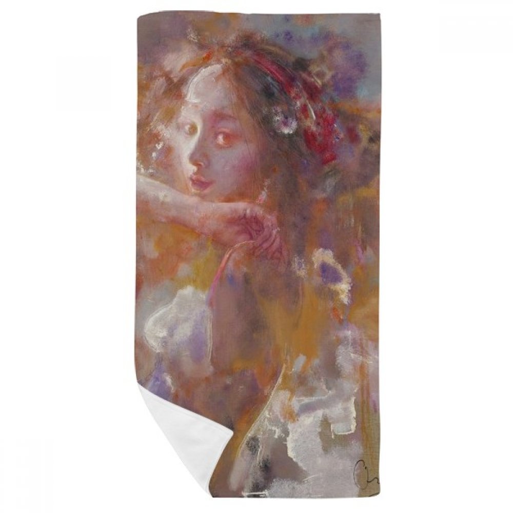 Serviette de bain peinture à l'huile orange gant de toilette multicolore 35x70
