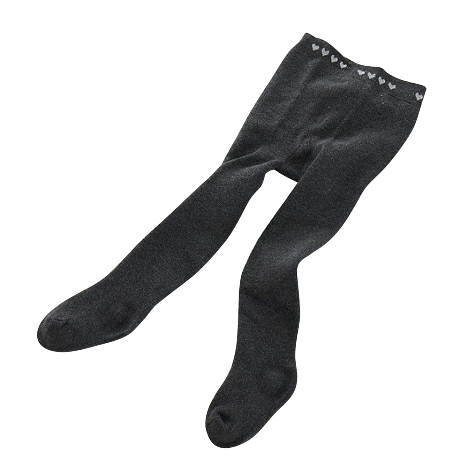 Baby Girls Cotton Tights, Toddler Kids Infant Warm Knit Leggings, Soft Solid Stretchy Pantyhose (Dark Gray, 4-6 Years)