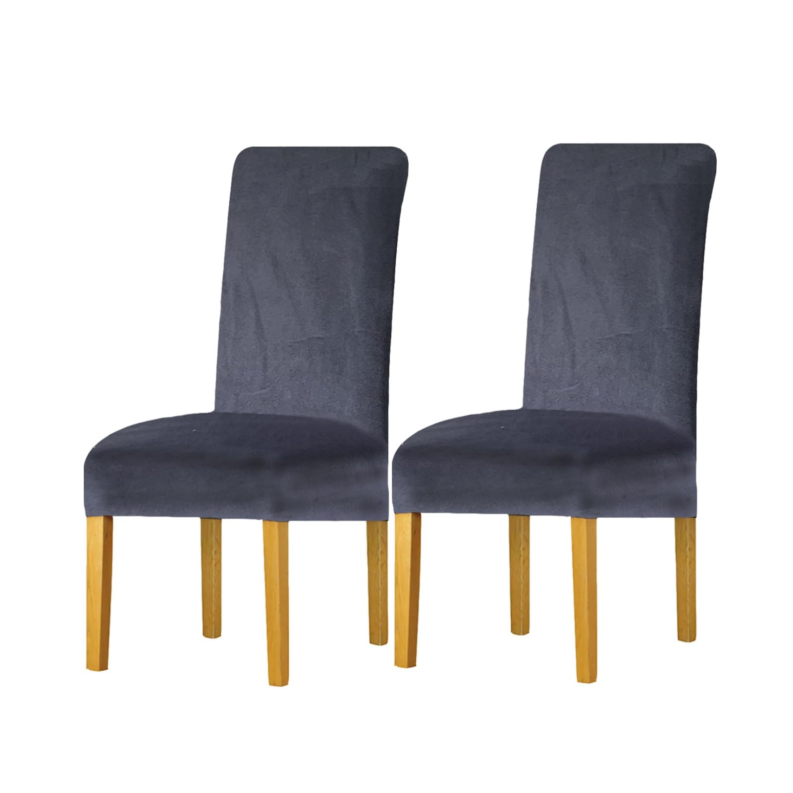 SXZAGZR Velvet Dining Chair Covers - Stretch Spandex Slipcovers for High Back Chairs | Plush Soft Cover for Home, Hotel & Kitchen (Set of 4/6) (Medium Gray,Set of 2)