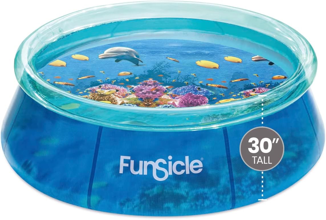Funsicle 8 ft 3D Fun Quickset Above Ground Swimming Pool, Round, Age 6 & Up