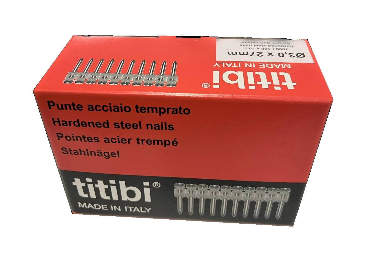 N. 1000 clavos Titbi Ø3,0 x 27 mm, + 2 bombonas de gas (GC11) compatibles 100% con clavadora de gas Hilti : GX 100, GX 100E (adaptador no incluido, utilizar las botellas originales) (Ø 3,0 x 27 mm)