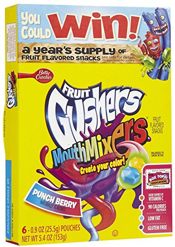 Fruit gushers mouth mixers Fruit flavored snacks punch berry - 6ct (016000405080)