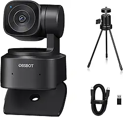 OBSBOT Tiny SE - Webcam 1080p 100FPS, PTZ AI, Zoom 4X, Rastreamento Automático, Chamada de Vídeo, Educação e Transmissão ao Vivo