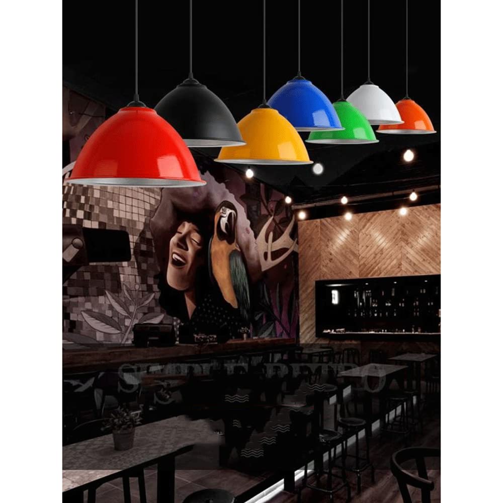 Paralume Lucido Macaron - Lampadario in Metallo Colorato Lampade A Sospensione E27 Regolabili per Interni da Ristorante Apparecchi Illuminazione A Soffitto in Ferro Artistico sopra La Sala da