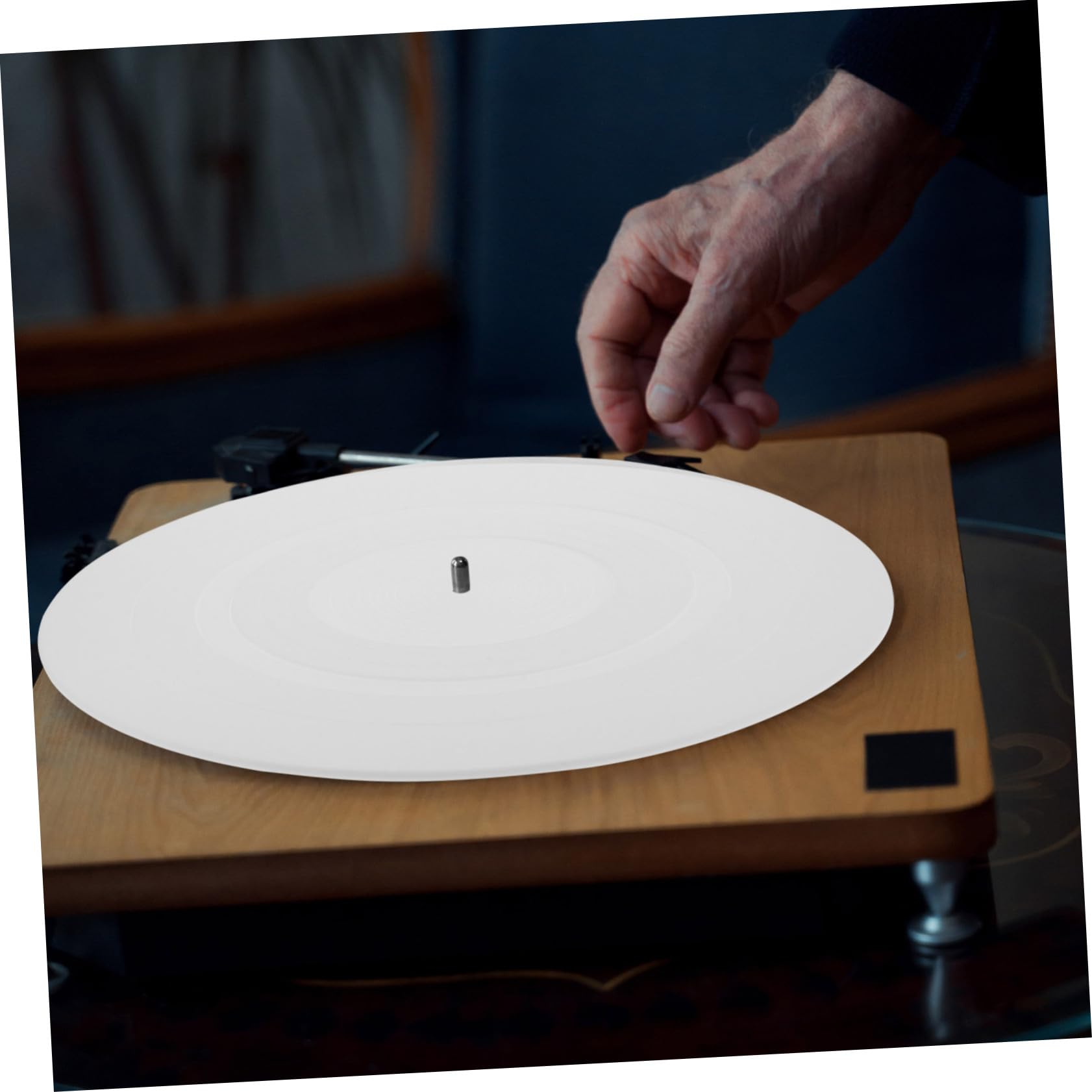 1 tapis de tourne-disque en silicone - 295 mm - Blanc - 3 mm - Antistatique - Amortissement des vibrations - Pour tourne-disque - Accessoire