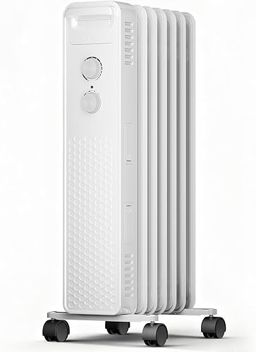 Miniatura 9 de ZAFRO 1500 W Calentador Eléctrico de Radiador Lleno de Aceite con Termostato Ajustable, Protección Contra Sobrecalentamiento y Vuelco, Bajo Nivel de