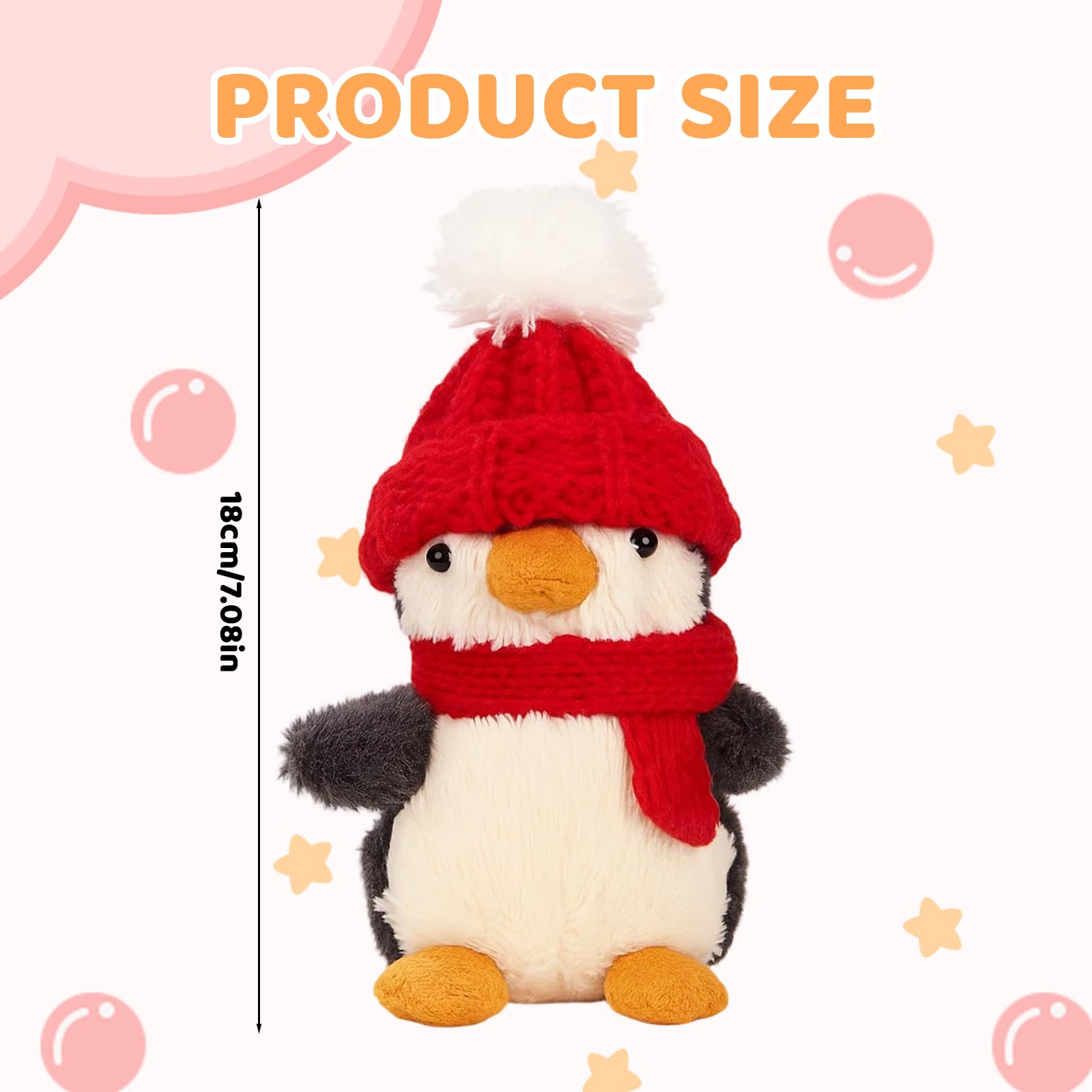 WaaRiuQ 1 Penguin Plush, Adorable Hat-Wearing Penguin Teddy, 18 cm Soft Toy, for Kids and Adults Cuddly Penguins Toy - Image 2
