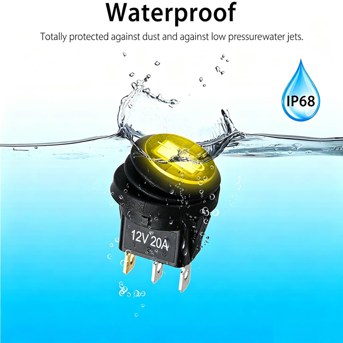 Gebildet 4 szt. 10A/12V-24V DC, Wstępnie Okablowany, Przełącznik Dźwigienkowy ze Swiatłem LED, ON-AUS SPST, 3-biegunowy, Wodoszczelny, Okrągły Przełącznik Kołyskowy, Przycisk Rocker, Przełącznik