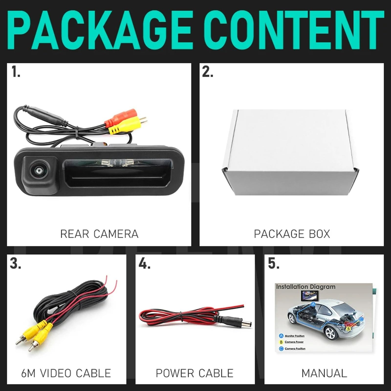 Telecamera Posteriore Per Ford Focus 3 MK3 E CMAX 2011-2014 | AHD 1080P Con Visione Notturna E Angolo 170°