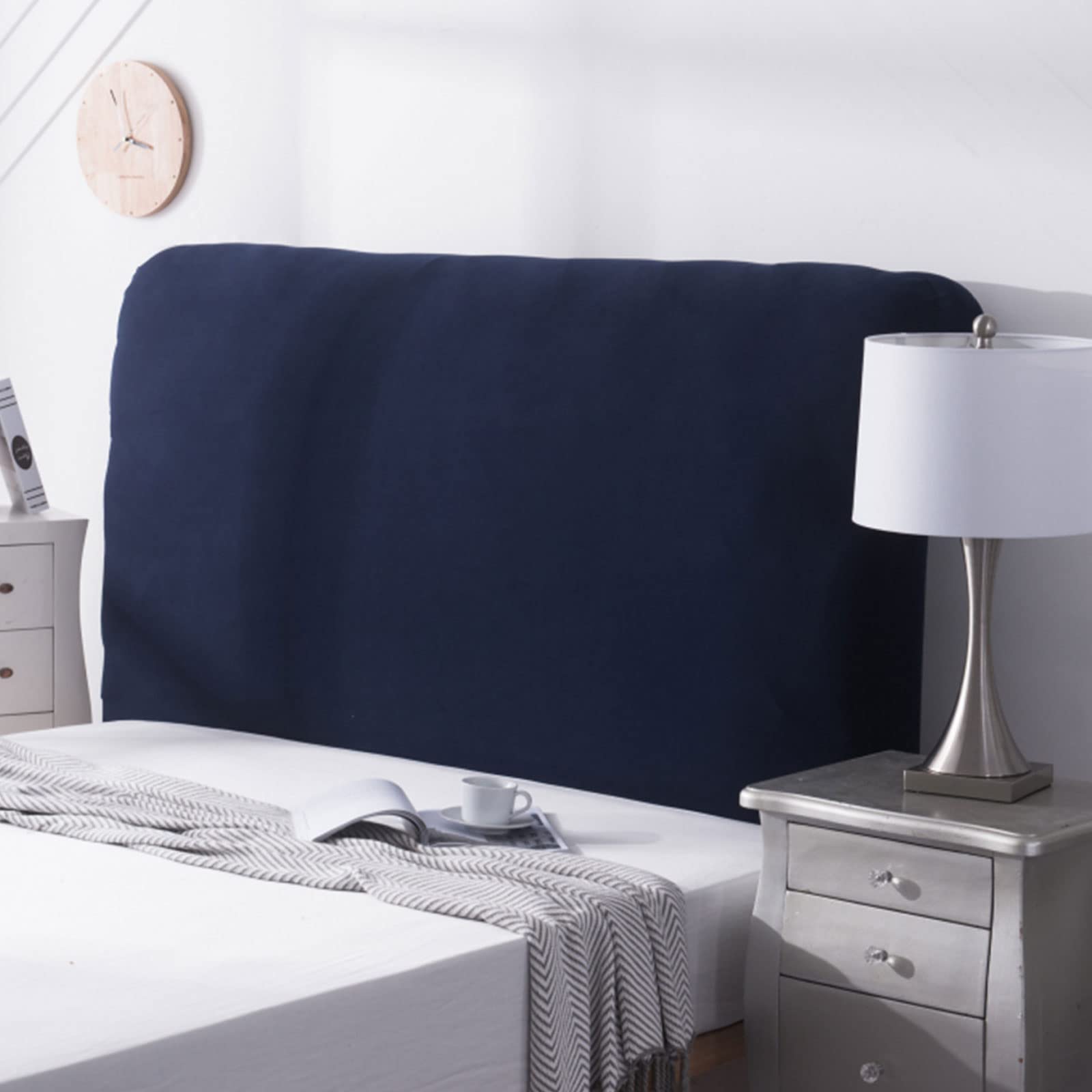 Stretch Universal Bed Head Cover/Bed Headboard Slipcover for Upholstered/Leather/Wood Headboards, All inclusive King Size Double Single Queen Head Board Covers Protector Decoration(90-110cm,Blue2)
