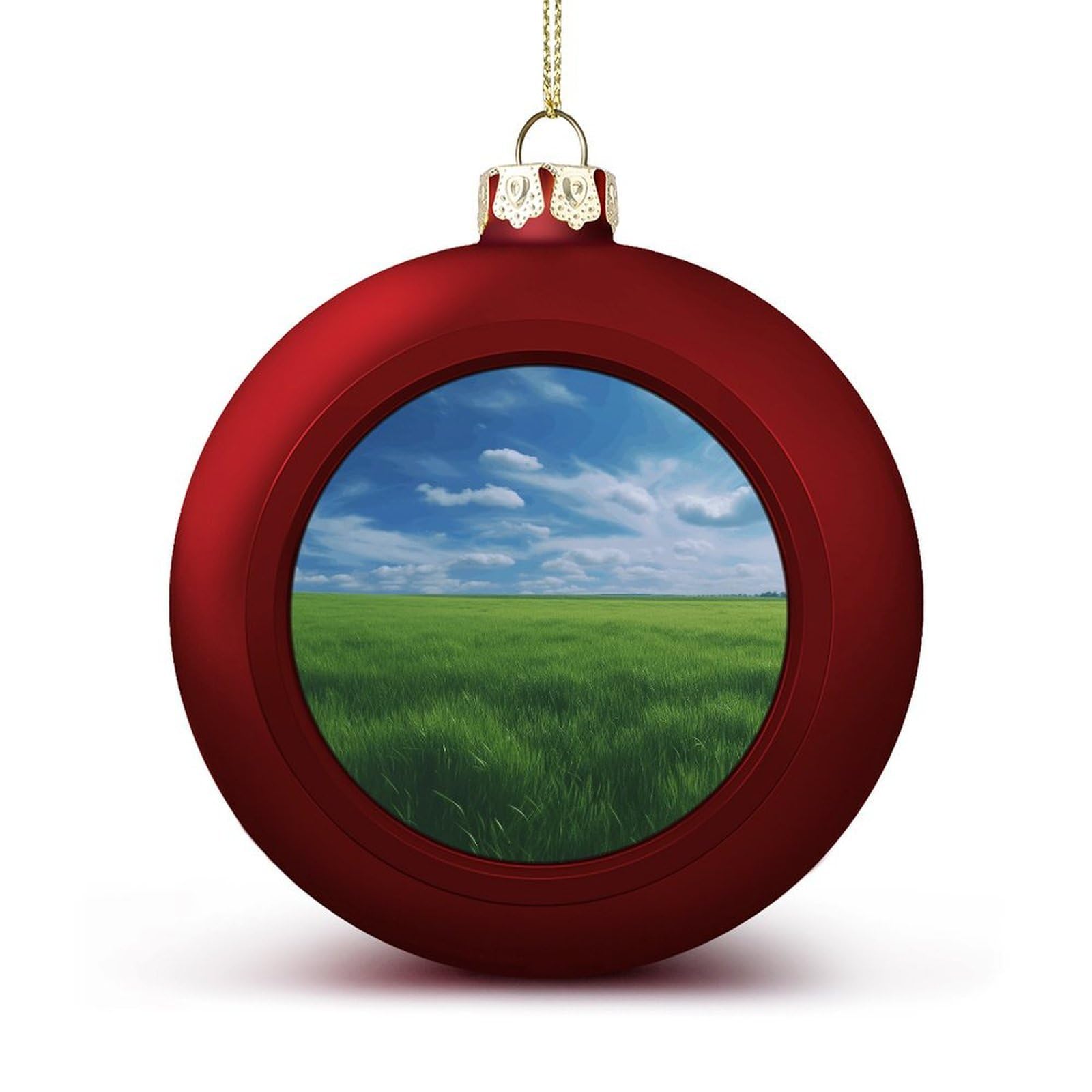 Field Green Grass Christmas Balls Ornaments for Xmas Christmas Tree 1.6" Hanging Shatterproof Xmas Balls Hanging Decor Pendants for Holiday Party Outdoor Indoor DIY Craft Supplies