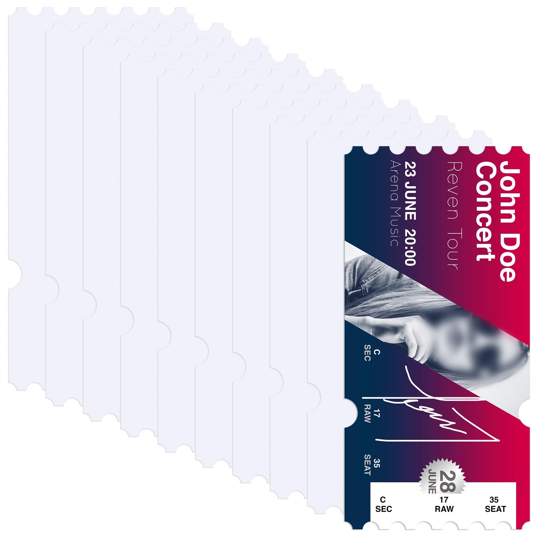 RP Remarkable Power, 10 Pack Sublimation Music Event Tickets PET Blank Cards for DIY Concert Prom Raffle Meal