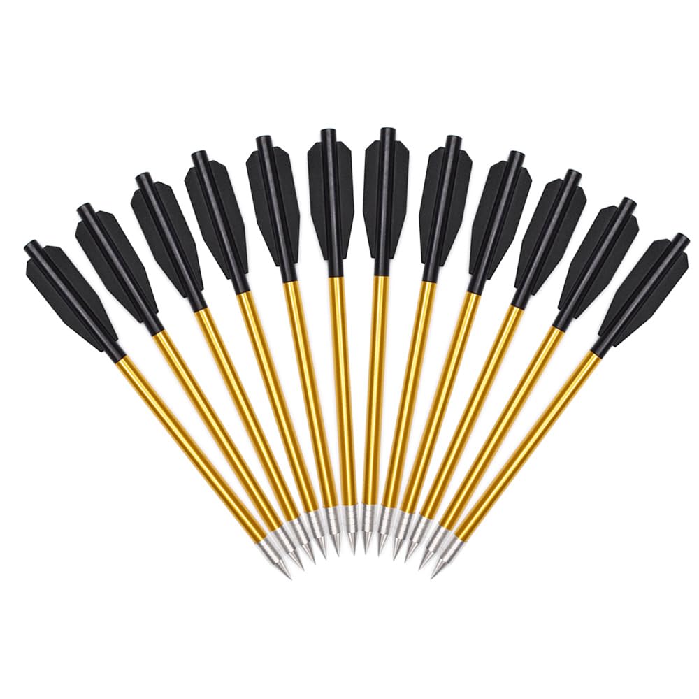 Flèche Arbalète Pistolet en Aluminium pour Cible de Fleche arbalete de 50 LB / 80 LB, 6.3" Boulons d'arbalète pour Pratiquer la Cible de tir et la Chasse au Petit gibier (12/36pcs)