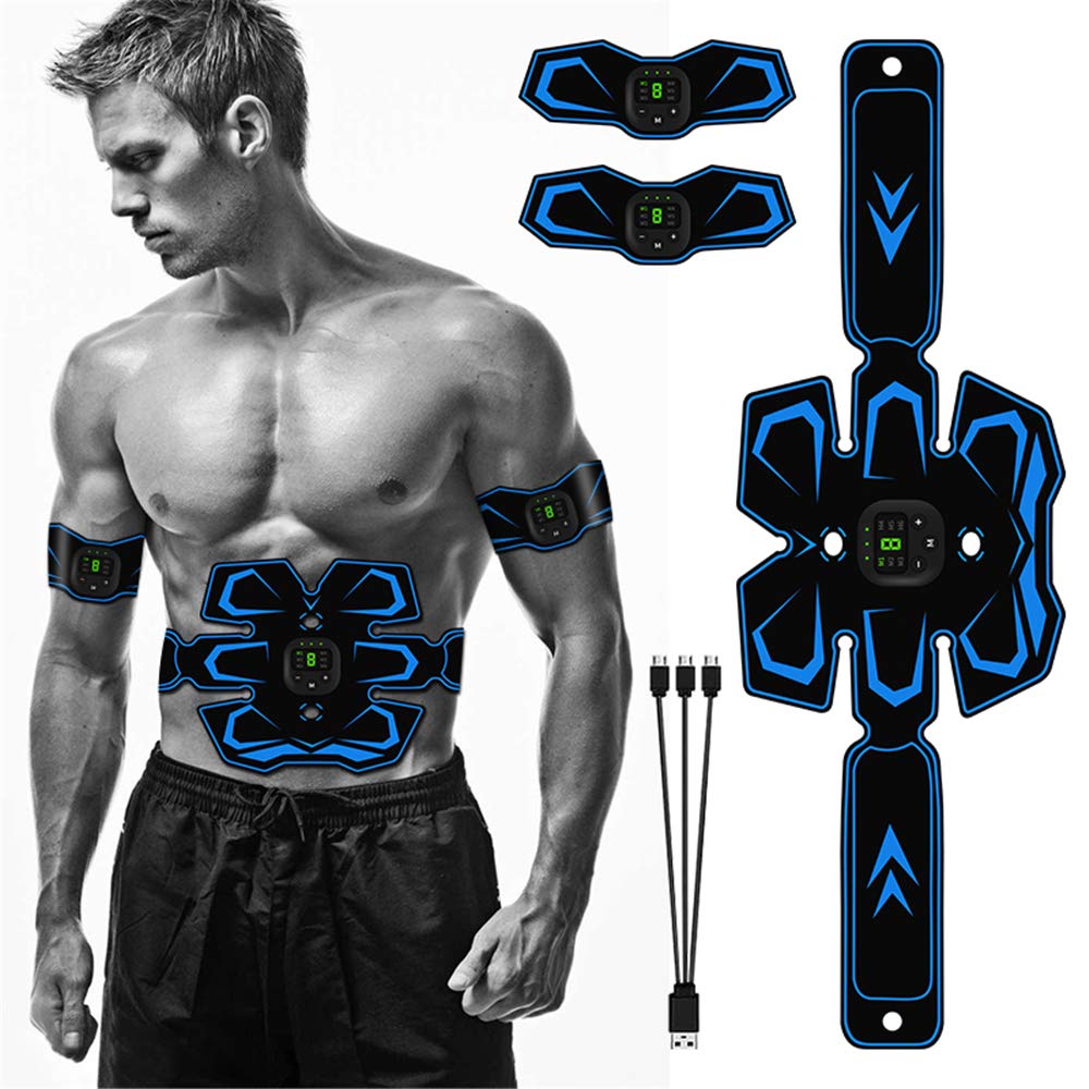 Estimulador de músculos abdominales, entrenador de masajeador eléctrico inteligente corporal EMS, máquina de ejercicios con cinturón estimulador ABS digital para abdomen,A