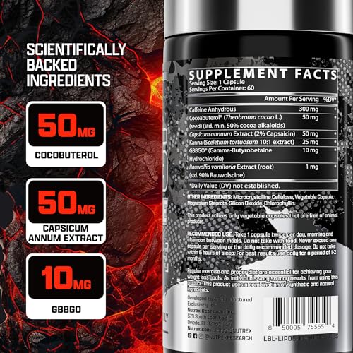 image for Nutrex Research Lipo-6 Hardcore Supplement, Supports Metabolism & Ener
