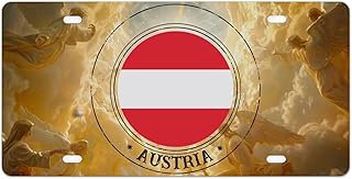 Cowkisssign Flag of Austria Vanity License Plates Austria Aluminum Tag National Country Aluminum Novelty License Plate 6x12inch Car Vehicle Auto Gift to Men Friend