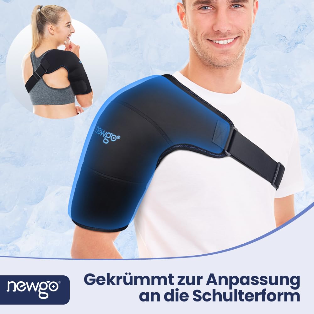 NEWGO DE Groß Schulter-Eisbeutel, wiederverwendbar, Heiß- und Kaltkompresse, Eisbeutel für Verletzungen der Rotatorenmanschette, verrenkte Gelenke, Schleimbeutelentzündung, Sehnenscheidenentzündung