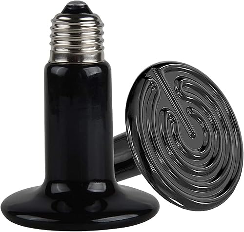 Lámpara de calor de cerámica para reptiles de 200 W, emisor de calor infrarrojo de cerámica, sin daño, sin luz, bombillas E26, lámpara negra para