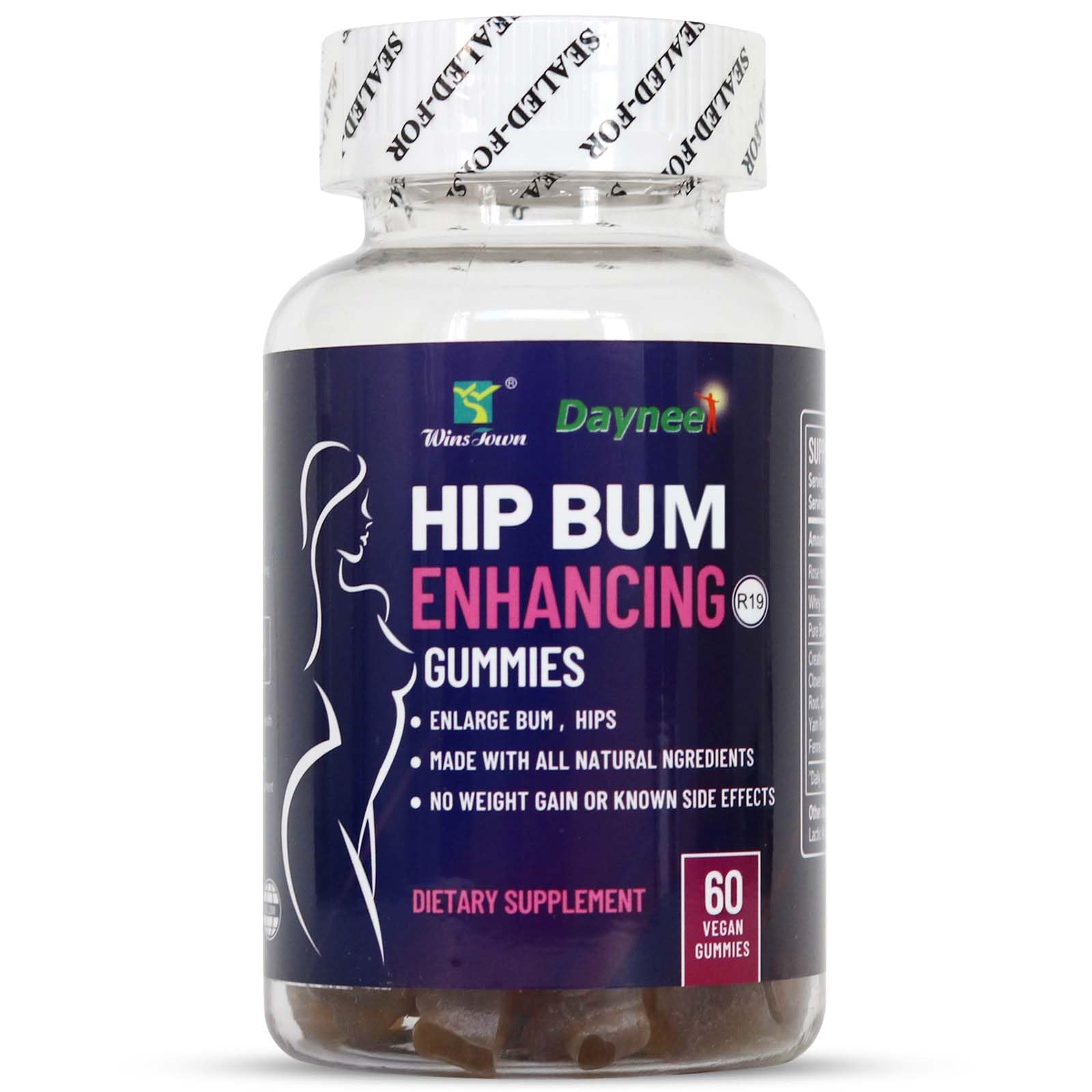 Wins Town Hip Butt Enhancement Gummies, Booty Multivitamins Supplements for Firm and Lift Bigger Butt for Women, 60 Count