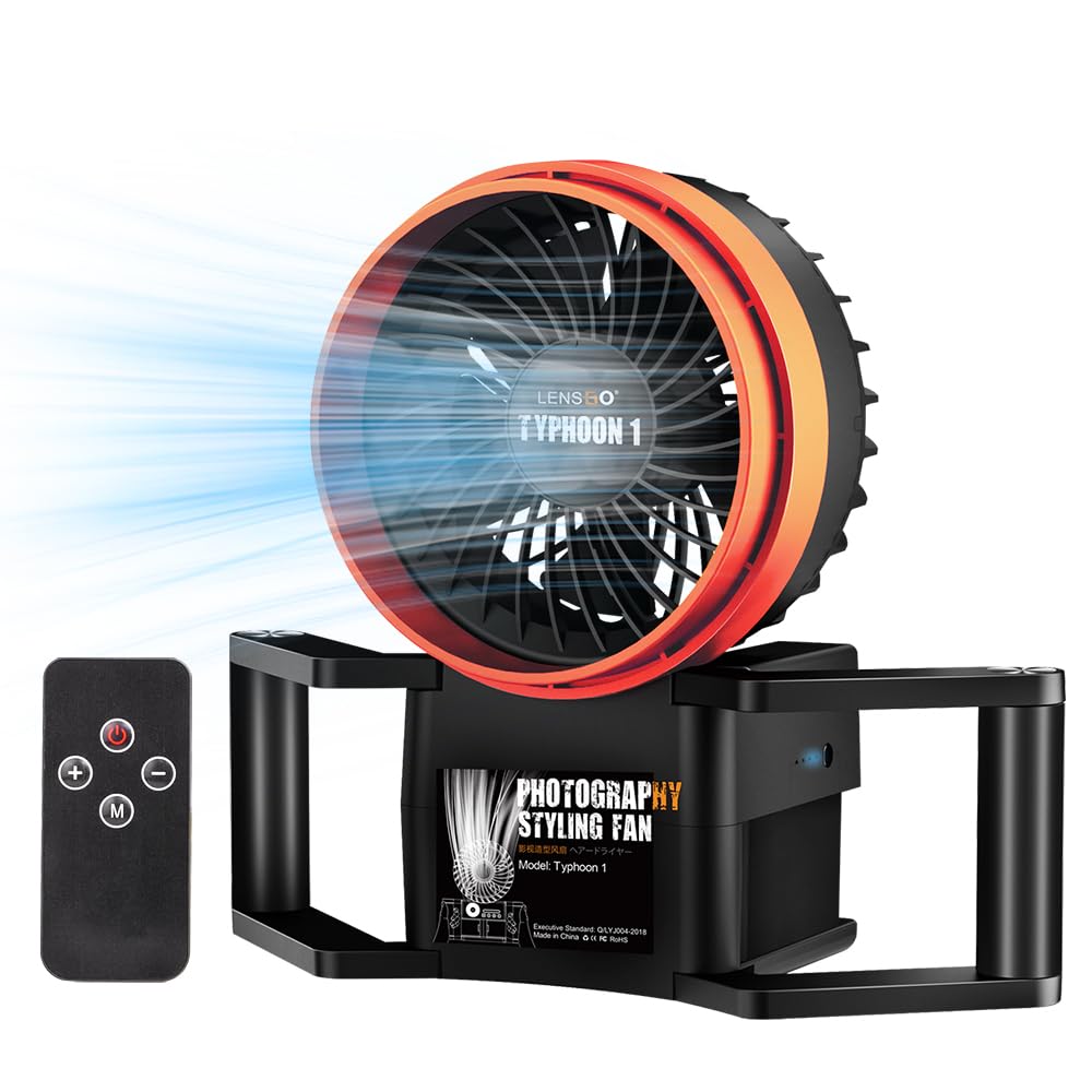 Ventilador portátil para fotografía, efecto de viento ajustable de 10 niveles para sesiones de retratos de moda, bodas y eventos al aire