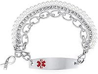 Vista 213 de Brazaletes de alerta médica ajustables de 7.5" a 9" para mujer/hombre, de acero inoxidable, intercambiables