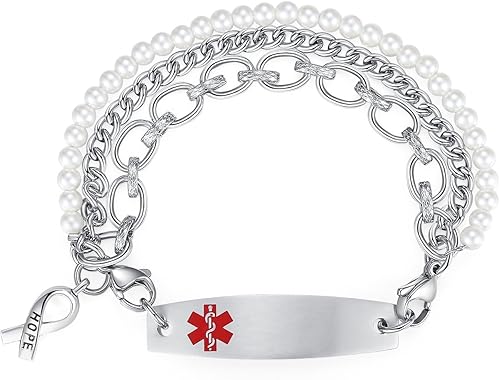 Miniatura 213 de Brazaletes de alerta médica ajustables de 7.5" a 9" para mujer/hombre, de acero inoxidable, intercambiables