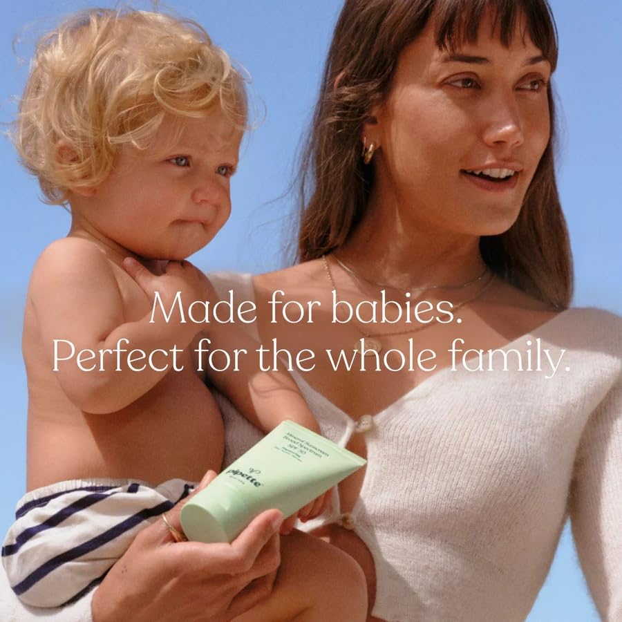 Image of Pipette Baby Mineral Sunscreen Lotion SPF 50, 18 Fl Oz (Pack of 1) | Water-Resistant Up to 80 Minutes, 100% Non-Nano Zinc Oxide, Broad Spectrum Protection for Babies, Kids & Family