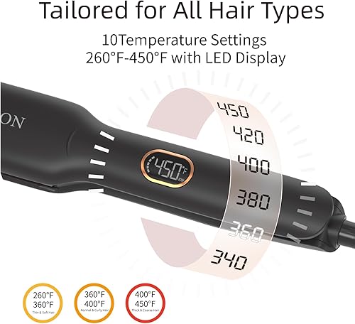 Miniatura 4 de Plancha plana para el cabello Placa de cerámica de 1.7 pulgadas de ancho con tecnología iónica negativa, control digital de temperatura y doble