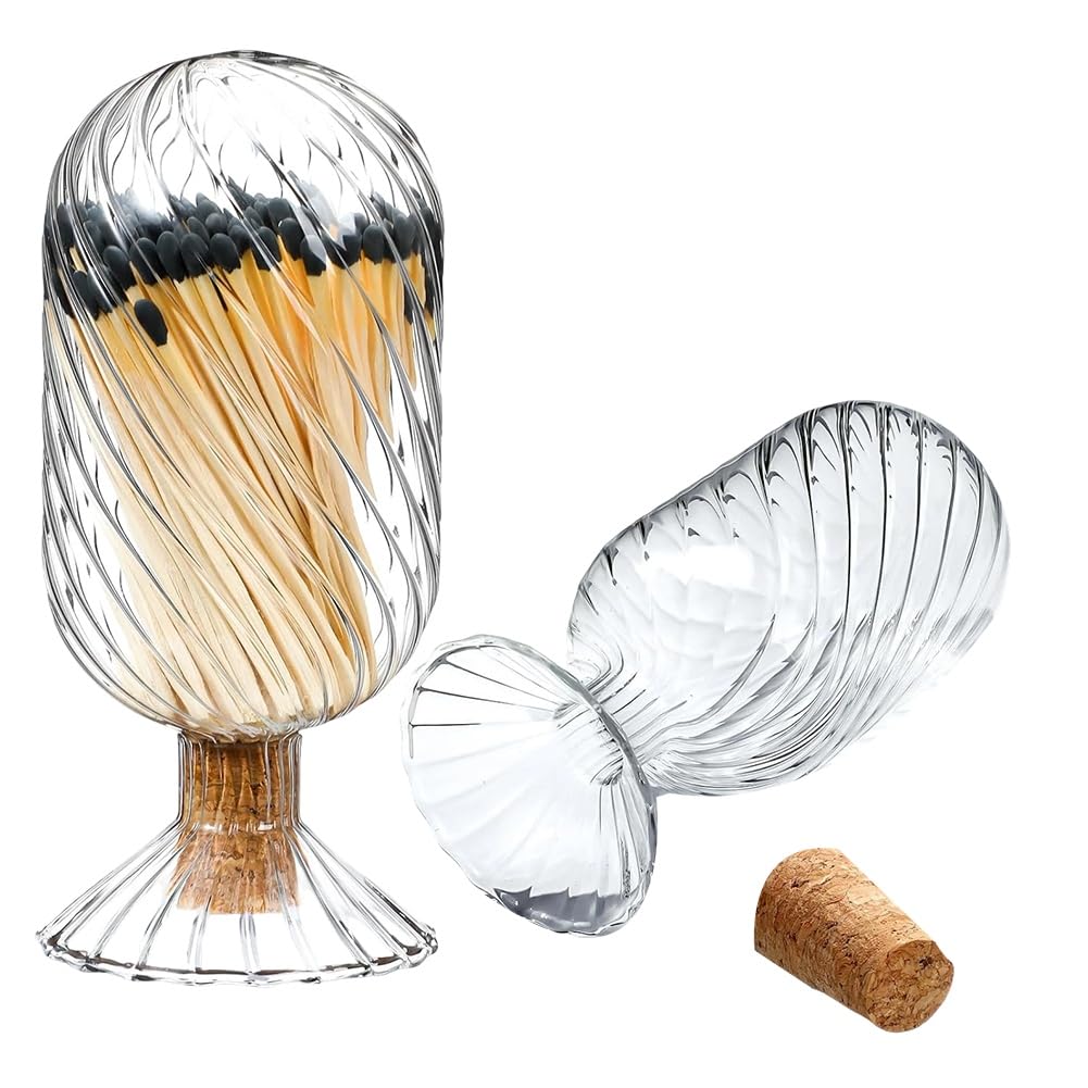 IJSDNVJNDX Cloche Decorative Glass Helix Shaped 2pcs for 4 Inch Candle Matches, Not Including Actual Candles, Suitable for Fireplace Display