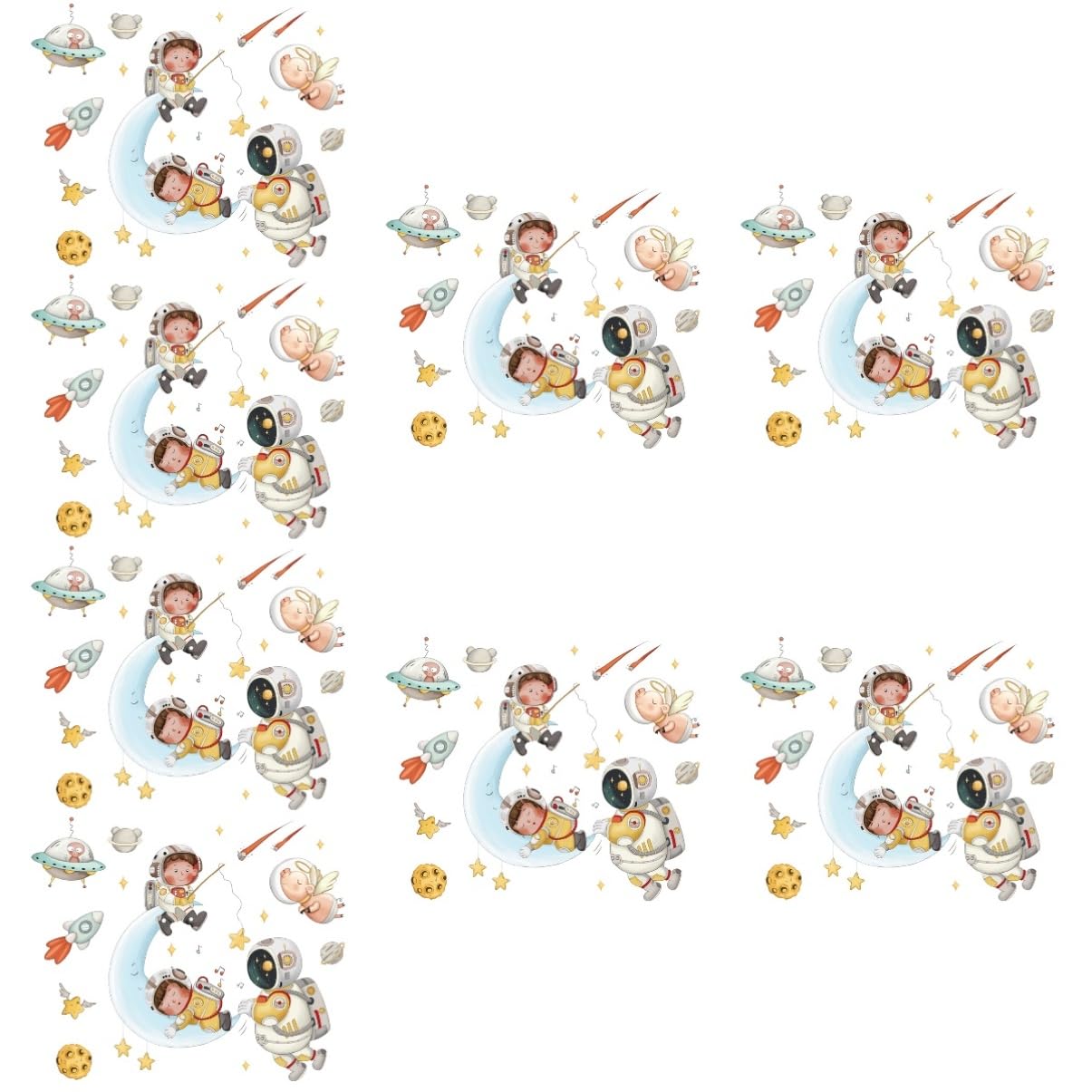 8sets Adesivi Murali Astronauta e Stelle Stickers Decorativi Per Camera Facili Da Applicare e Rimuovere Da Decorazioni Per Festività e Ambienti Interni