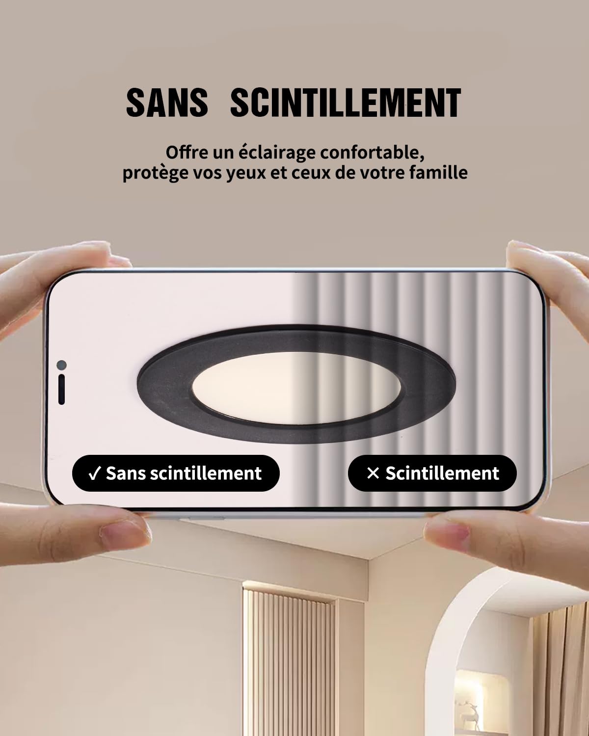 Lot de 20 Spots LED Encastrables, 5W, Noir, Spot Salle de Bain, IP44, Ultramince 25 mm, Blanc Chaud 3000K, Trous Ø75-90mm, Spot LED Extérieur Rond, AC 220V-240V, pour Cuisine Salon Chambre