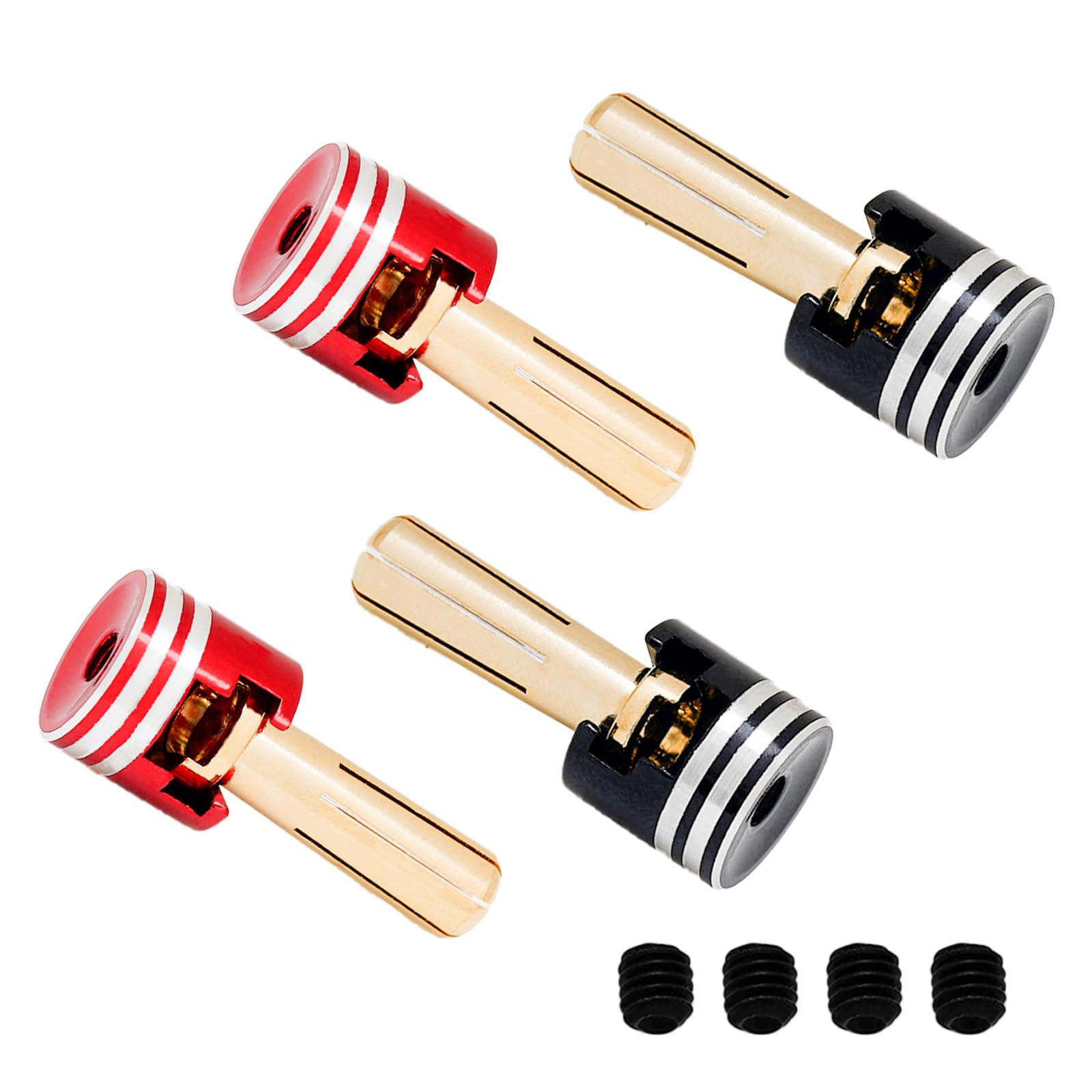 4Pcs RC Heatsink Bullet Plug Connectors with Grips Made of CNC Aluminum Alloy for 1/10 RC Crawler Car (5mm)