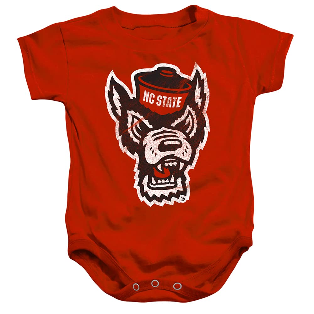 NC State Wolfpack Official Distressed Primary Unisex Infant Snap Suit for Baby,Red, 6 Months