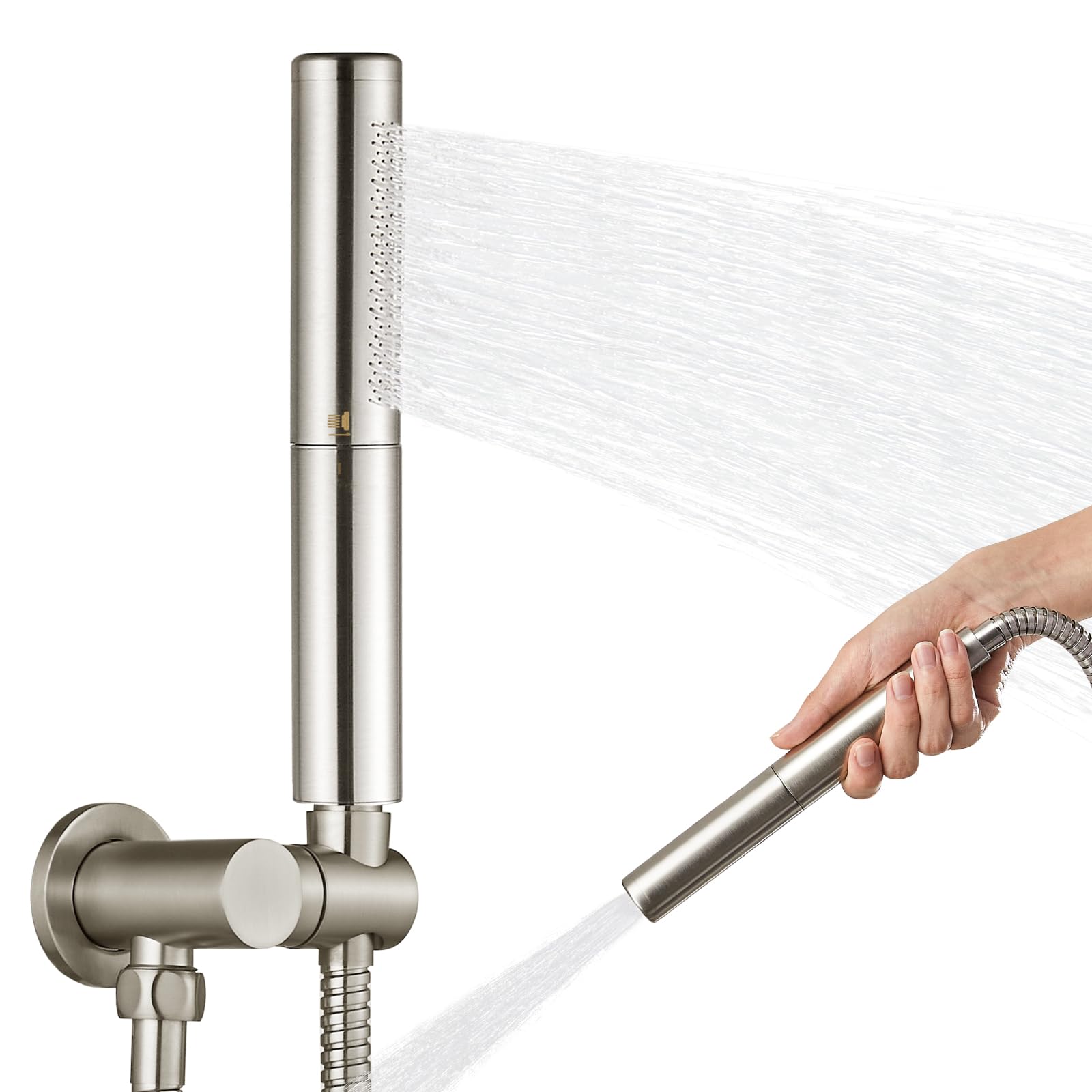 Heyalan Brass 2-Mode Handheld Shower Head with Hose,Brushed Nickel