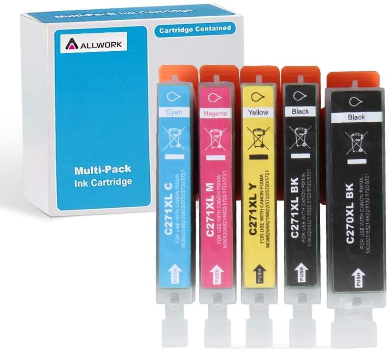 PGI270XL CLI271XL Compatible Ink Cartridges Replacement for Canon PGI-270XL CLI-271XL Works with Canon PIXMA TS6020 9020 5020 8020 MG7720 6821 5720 6820 5722 6800 5700 6822 5721 5Pack