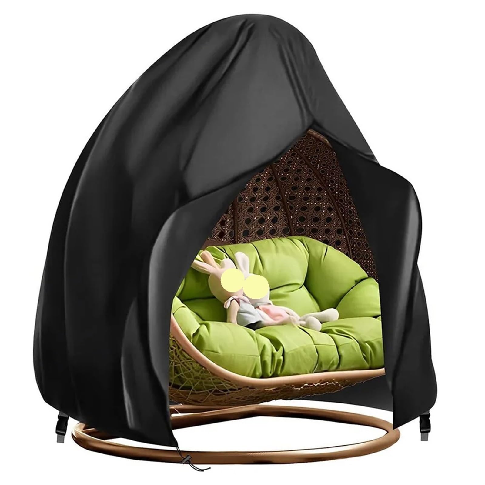 Gcyeidma Black Egg Chair Cover Waterproof Egg Chair Cover For Hanging Swing Rattan Outdoor Furniture Protective(Black)